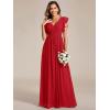 imageEverPretty Womens Flowy Chiffon A Line Ruffles Sleeves Back Cutout Bridesmaid Dresses 01819Red