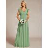 imageEverPretty Womens Flowy Chiffon A Line Ruffles Sleeves Back Cutout Bridesmaid Dresses 01819Sage Green
