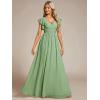imageEverPretty Womens Flowy Chiffon A Line Ruffles Sleeves Back Cutout Bridesmaid Dresses 01819Sage Green