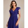 imageEverPretty Womens Flowy Chiffon A Line Ruffles Sleeves Back Cutout Bridesmaid Dresses 01819Sapphire Blue