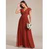imageEverPretty Womens Flowy Chiffon A Line Ruffles Sleeves Back Cutout Bridesmaid Dresses 01819Vermilion