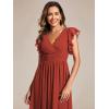 imageEverPretty Womens Flowy Chiffon A Line Ruffles Sleeves Back Cutout Bridesmaid Dresses 01819Vermilion