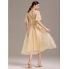 imageEverPretty Womens Round Neck Sequin Embroidery Short Sleeves Tulle Midi Wedding Guest Dress 00906Gold