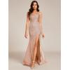 imageEverPretty Womens Sequin Formal Dresses Cowl Neck Sleeveless Mermaid Split Maxi Evening Dresses Rose Gold US6