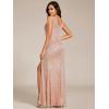 imageEverPretty Womens Sequin Formal Dresses Cowl Neck Sleeveless Mermaid Split Maxi Evening Dresses Rose Gold US6