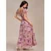 imageEverPretty Womens Square Neck Short Sleeves Split Chiffon Floor Length ALine Maxi Formal Dress 02409Light Purple Print