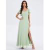 imageEverPretty Womens Square Neck Short Sleeves Split Chiffon Floor Length ALine Maxi Formal Dress 02409Mint Green