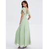 imageEverPretty Womens Square Neck Short Sleeves Split Chiffon Floor Length ALine Maxi Formal Dress 02409Mint Green