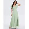 imageEverPretty Womens Square Neck Short Sleeves Split Chiffon Floor Length ALine Maxi Formal Dress 02409Mint Green