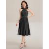 imageEverPretty Womens Wedding Guest Dress Glitter Halter Sleeveless Pleated Midi Formal Evening Gowns 41962Black