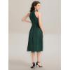 imageEverPretty Womens Wedding Guest Dress Glitter Halter Sleeveless Pleated Midi Formal Evening Gowns 41962Dark Green