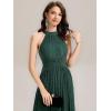 imageEverPretty Womens Wedding Guest Dress Glitter Halter Sleeveless Pleated Midi Formal Evening Gowns 41962Dark Green