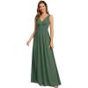 imageEverPretty Womens Bridesmaid Dress VNeck Sleeveless A Line Chiffon Floor Length Formal Dress 09016Eucalyptus Green