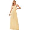 imageEverPretty Womens Bridesmaid Dress VNeck Sleeveless A Line Chiffon Floor Length Formal Dress 09016Yellow
