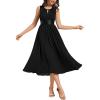 imageEverPretty Womens Elegant Round Neck Chiffon ALine Sequins Waist Midi Wedding Guest Dress 03955Black