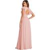 imageEverPretty Womens Flowy Chiffon A Line Ruffles Sleeves Back Cutout Bridesmaid Dresses 01819Pink