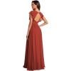 imageEverPretty Womens Flowy Chiffon A Line Ruffles Sleeves Back Cutout Bridesmaid Dresses 01819Vermilion