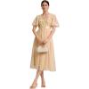 imageEverPretty Womens Round Neck Sequin Embroidery Short Sleeves Tulle Midi Wedding Guest Dress 00906Gold