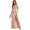 imageEverPretty Womens Sequin Formal Dresses Cowl Neck Sleeveless Mermaid Split Maxi Evening Dresses Rose Gold US6