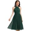 imageEverPretty Womens Wedding Guest Dress Glitter Halter Sleeveless Pleated Midi Formal Evening Gowns 41962Dark Green