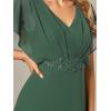 imageEverPretty Womens Formal Dress A Line V Neck Applique Waist Tea Length Wedding Guest Dress 02027Eucalyptus Green