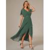 imageEverPretty Womens Formal Dress A Line V Neck Applique Waist Tea Length Wedding Guest Dress 02027Eucalyptus Green