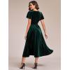 imageEverPretty Womens V Neck A Line Short Sleeves Elastic Waist MidiLength Velvet Wedding Guest Dress 01939Deep Green