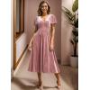 imageEverPretty Womens V Neck A Line Short Sleeves Elastic Waist MidiLength Velvet Wedding Guest Dress 01939Orchid