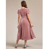imageEverPretty Womens V Neck A Line Short Sleeves Elastic Waist MidiLength Velvet Wedding Guest Dress 01939Orchid