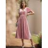 imageEverPretty Womens V Neck A Line Short Sleeves Elastic Waist MidiLength Velvet Wedding Guest Dress 01939Orchid