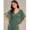 imageEverPretty Womens Classic V Neck Chiffon Half Sleeves Slit A Line Floor Length Bridesmaid Dress 01886Eucalyptus Green