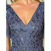 imageEverPretty Womens Sequin Sparkly VNeck Short Sleeve ALine Floor Length Evening Dress 00734Haze Blue