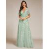 imageEverPretty Womens Sequin Sparkly VNeck Short Sleeve ALine Floor Length Evening Dress 00734Mint Green