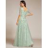 imageEverPretty Womens Sequin Sparkly VNeck Short Sleeve ALine Floor Length Evening Dress 00734Mint Green
