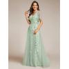 imageEverPretty Womens Sequin Sparkly VNeck Short Sleeve ALine Floor Length Evening Dress 00734Mint Green