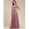 imageEverPretty Womens Sequin Sparkly VNeck Short Sleeve ALine Floor Length Evening Dress 00734Orchid