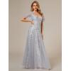 imageEverPretty Womens Sequin Sparkly VNeck Short Sleeve ALine Floor Length Evening Dress 00734Silver
