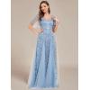 imageEverPretty Womens Sequin Sparkly VNeck Short Sleeve ALine Floor Length Evening Dress 00734Sky Blue