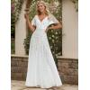 imageEverPretty Womens Sequin Sparkly VNeck Short Sleeve ALine Floor Length Evening Dress 00734White