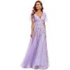 imageEverPretty Womens Sequin Sparkly VNeck Short Sleeve ALine Floor Length Evening Dress 00734Lavender