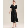imageEverPretty Womens Asymmetrical Neck Short Sleeves Chiffon Midi ALine Mother of The Bride Dresses 02463Black