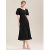 imageEverPretty Womens Asymmetrical Neck Short Sleeves Chiffon Midi ALine Mother of The Bride Dresses 02463Black