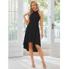 imageEverPretty Womens Summer Semi Formal Dress Halter Neck Pleated Sleeveless High Low Midi Cocktail Dresses Black XL