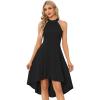 imageEverPretty Womens Summer Semi Formal Dress Halter Neck Pleated Sleeveless High Low Midi Cocktail Dresses Black XL