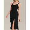 imageEverPretty Womens Glitter Strapless Sleeveless Knit Knee Length Slit Bodycon Cocktail Dress 02395Black