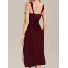 imageEverPretty Womens Glitter Strapless Sleeveless Knit Knee Length Slit Bodycon Cocktail Dress 02395Burgundy
