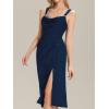 imageEverPretty Womens Glitter Strapless Sleeveless Knit Knee Length Slit Bodycon Cocktail Dress 02395Navy Blue