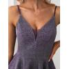 imageEverPretty Womens Summer V Neck Glitter A Line Sleeveless Mini Homecoming DressesDark Purple