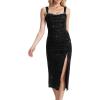imageEverPretty Womens Glitter Strapless Sleeveless Knit Knee Length Slit Bodycon Cocktail Dress 02395Black