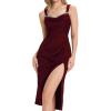 imageEverPretty Womens Glitter Strapless Sleeveless Knit Knee Length Slit Bodycon Cocktail Dress 02395Burgundy